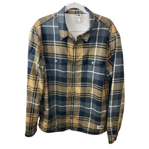 The North Face Jacket L Black Gold Plaid Sherpa Campshire Flannel Shirt Shacket